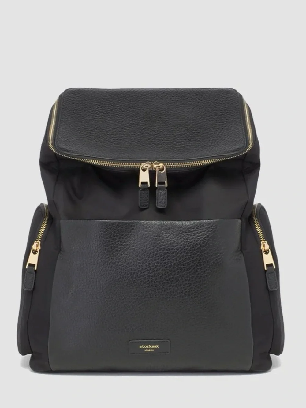 Storksak ALYSSA BLACK & GOLD Backpack with Gold Hardware